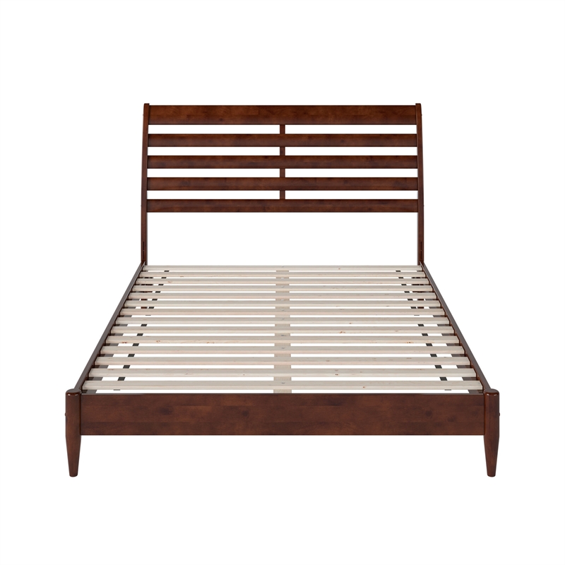 Savannah Queen Wood Low Profile Platform Bed in Walnut