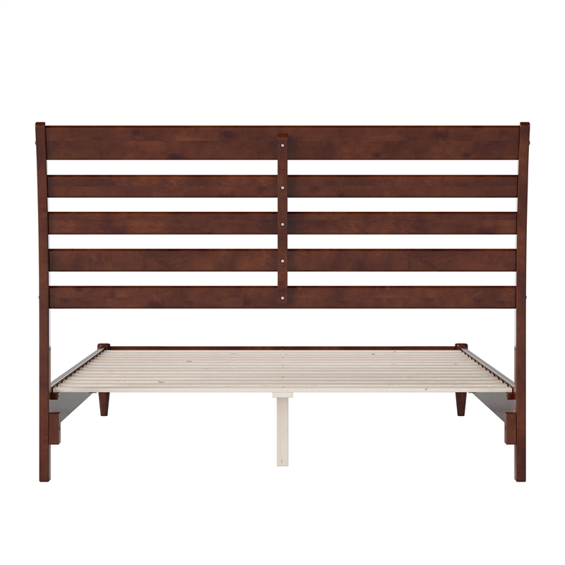 Savannah Queen Wood Low Profile Platform Bed in Walnut