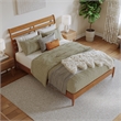 Savannah Queen Wood Low Profile Platform Bed in Light Toffee