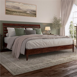Savannah King Wood Low Profile Platform Bed in Walnut