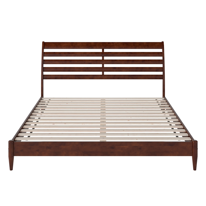 Savannah King Wood Low Profile Platform Bed in Walnut