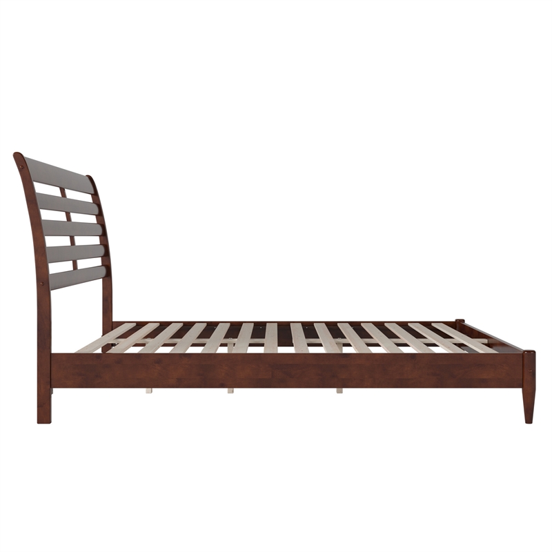 Savannah King Wood Low Profile Platform Bed in Walnut