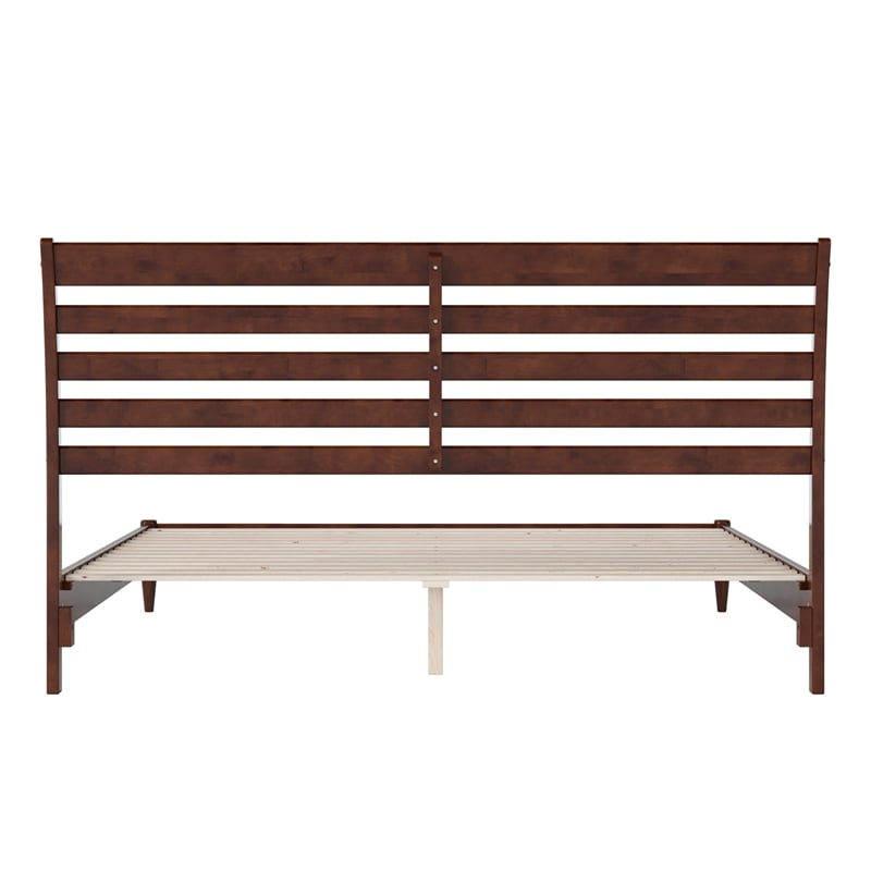 Savannah King Wood Low Profile Platform Bed in Walnut