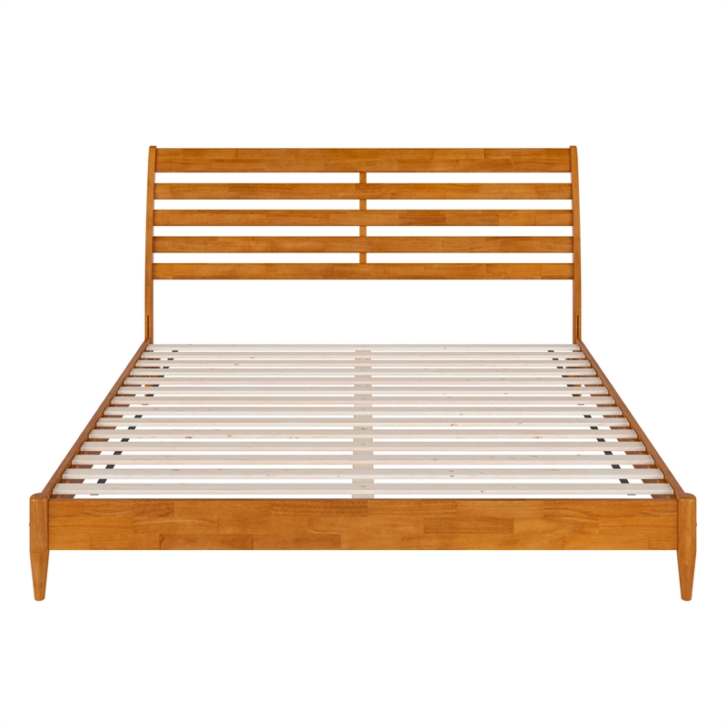 Savannah King Wood Low Profile Platform Bed in Light Toffee