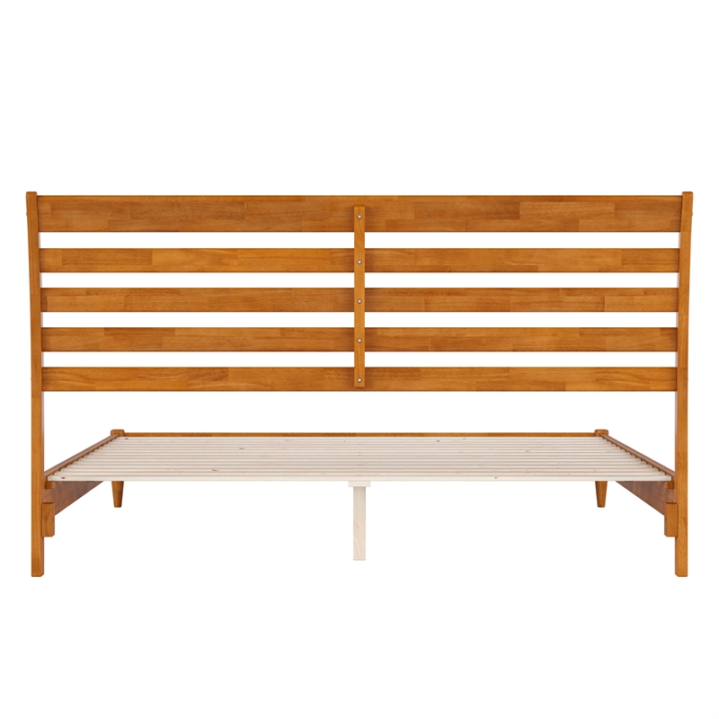Savannah King Wood Low Profile Platform Bed in Light Toffee