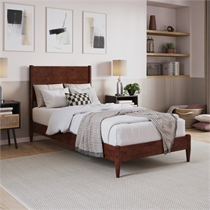 Pasadena Twin XL Solid Wood Low Profile Platform Bed in Walnut