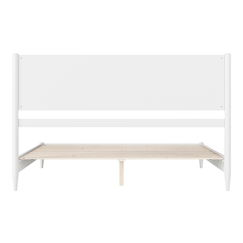 AFI Pasadena King Solid Wood Low Profile Platform Bed in White