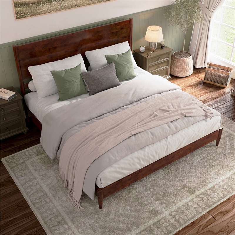 AFI Pasadena King Solid Wood Low Profile Platform Bed in Walnut