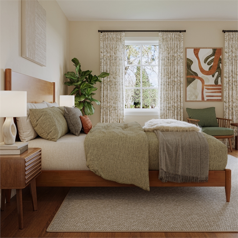 Pasadena King Solid Wood Low Profile Platform Bed in Light Toffee