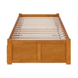 Concord Twin XL Wood Platform Bed with Footboard and Drawers in Light Toffee