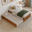 Concord Twin Wood Platform Bed with Footboard and Twin Trundle in Light Toffee
