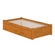Concord Twin Wood Platform Bed with Footboard and Twin Trundle in Light Toffee
