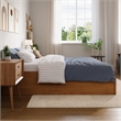 Concord Full Wood Platform Bed with Footboard and Drawers in Light Toffee