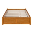Concord Queen Wood Platform Bed with Footboard and TXL Trundle in Light Toffee