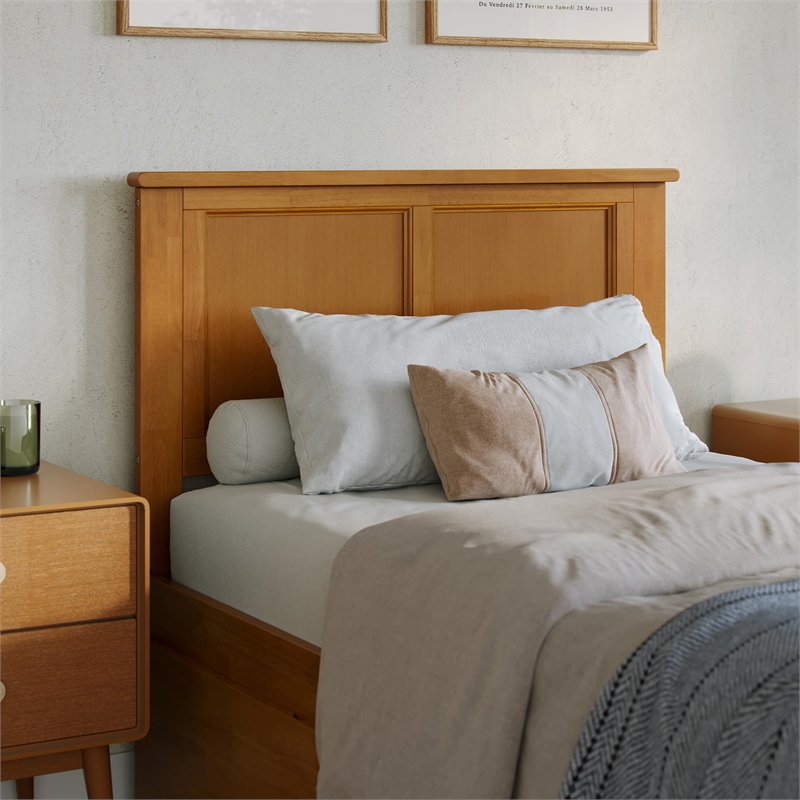 Madison Twin XL Platform Bed with Matching Footboard & Drawers in Light Toffee