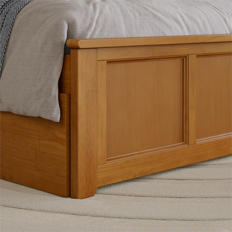 Madison Twin XL Platform Bed with Matching Footboard & Drawers in Light Toffee