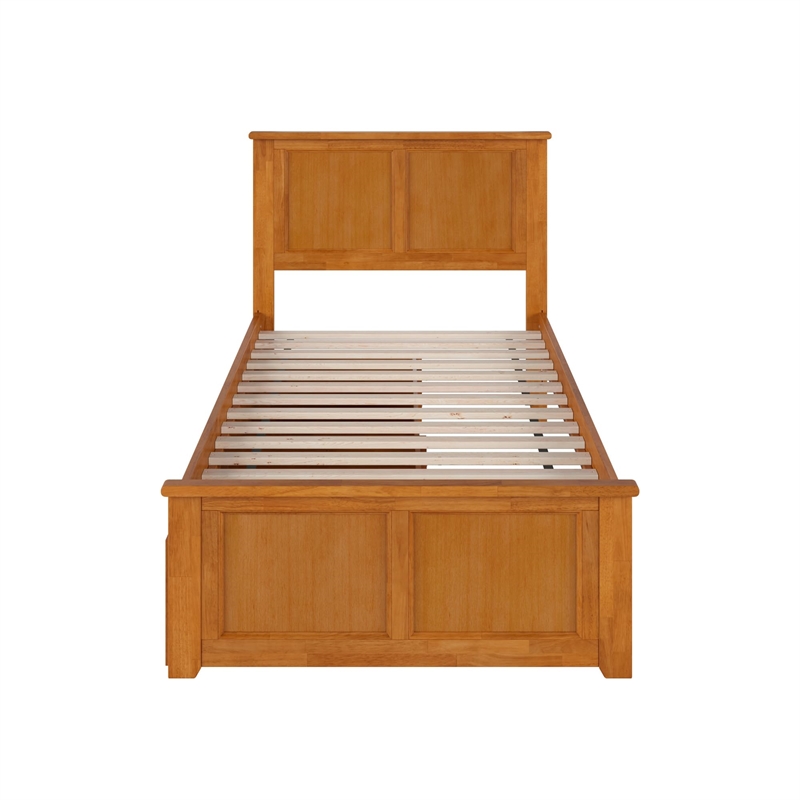 Madison Twin XL Platform Bed with Matching Footboard & Drawers in Light Toffee