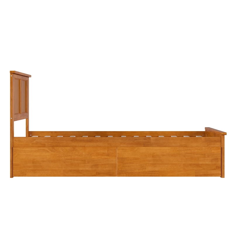 Madison Twin XL Platform Bed with Matching Footboard & Drawers in Light Toffee
