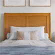Portland Twin XL Wood Platform Bed with Footboard and Drawers in Light Toffee