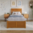 Portland Twin XL Wood Platform Bed with Footboard and Drawers in Light Toffee