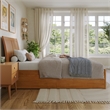 Portland Twin XL Wood Platform Bed with Footboard and Drawers in Light Toffee