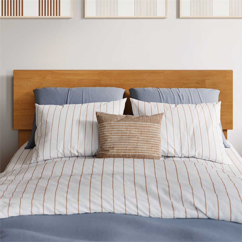 Orlando Twin XL Wood Platform Bed with Footboard and Drawers in Light Toffee