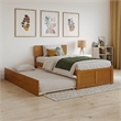 Orlando Twin Wood Platform Bed with Footboard and Twin Trundle in Light Toffee