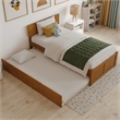 Orlando Twin Wood Platform Bed with Footboard and Twin Trundle in Light Toffee