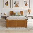 Orlando Twin Wood Platform Bed with Footboard and Drawers in Light Toffee