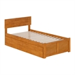 Orlando Twin Wood Platform Bed with Footboard and Drawers in Light Toffee