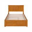 Madison Full Wood Platform Bed with Footboard and Twin Trundle in Light Toffee