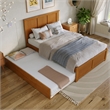 Madison Full Wood Platform Bed with Footboard and Twin Trundle in Light Toffee