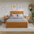 Madison Full Wood Platform Bed with Footboard and Twin Trundle in Light Toffee