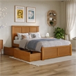 Madison Full Wood Platform Bed with Footboard & Storage Drawers in Light Toffee