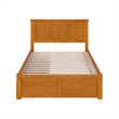 Madison Full Wood Platform Bed with Footboard & Storage Drawers in Light Toffee