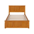Madison Full Platform Bed with Matching Footboard & Full Trundle in Light Toffee