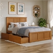 Madison Full Platform Bed with Matching Footboard and Drawers in Light Toffee