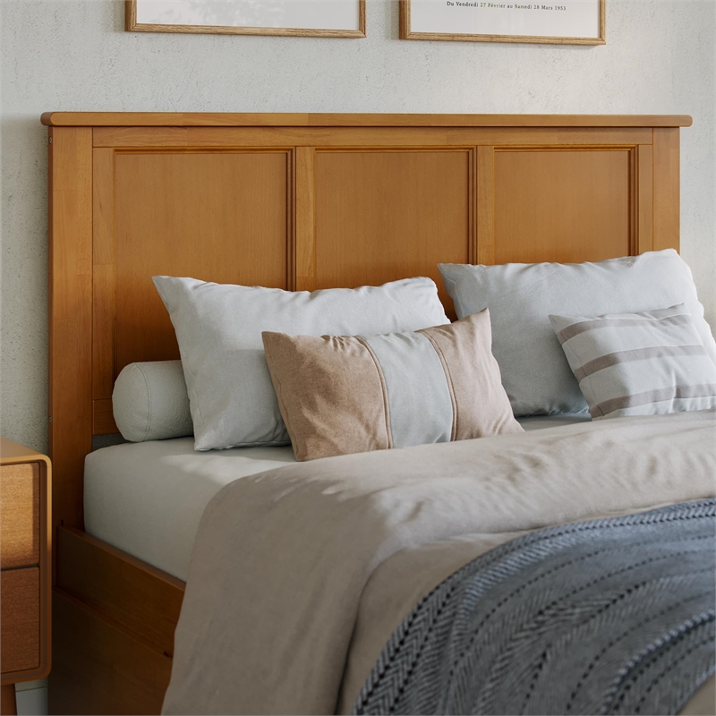 Madison Full Platform Bed with Matching Footboard and Drawers in Light Toffee