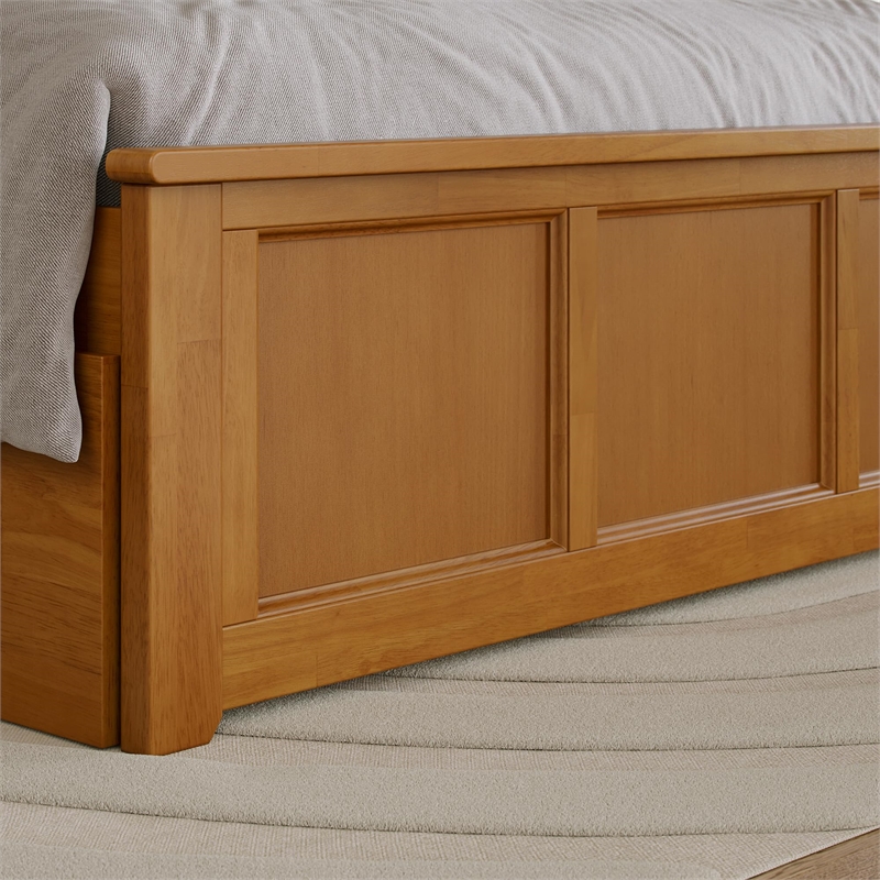 Madison Full Platform Bed with Matching Footboard and Drawers in Light Toffee