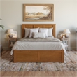 Madison Queen Wood Platform Bed with Footboard and Trundle in Light Toffee