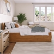 Orlando Queen Wood Platform Bed with Footboard and TXL Trundle in Light Toffee