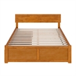 Orlando Queen Wood Platform Bed with Footboard and Drawers in Light Toffee