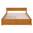 Orlando King Wood Platform Bed with Footboard and TXL Trundle in Light Toffee