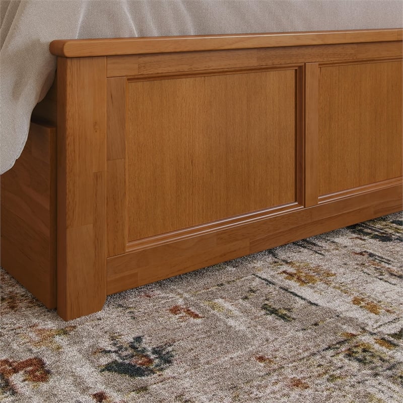 Madison Queen Platform Bed with Matching Footboard & Trundle in Light Toffee