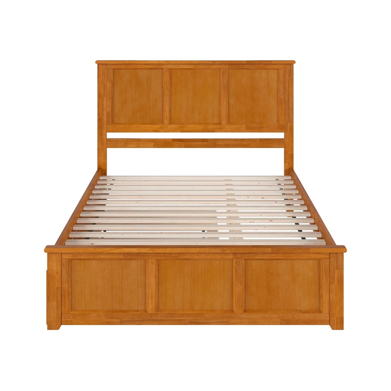 Madison Queen Platform Bed with Matching Footboard & Trundle in Light Toffee