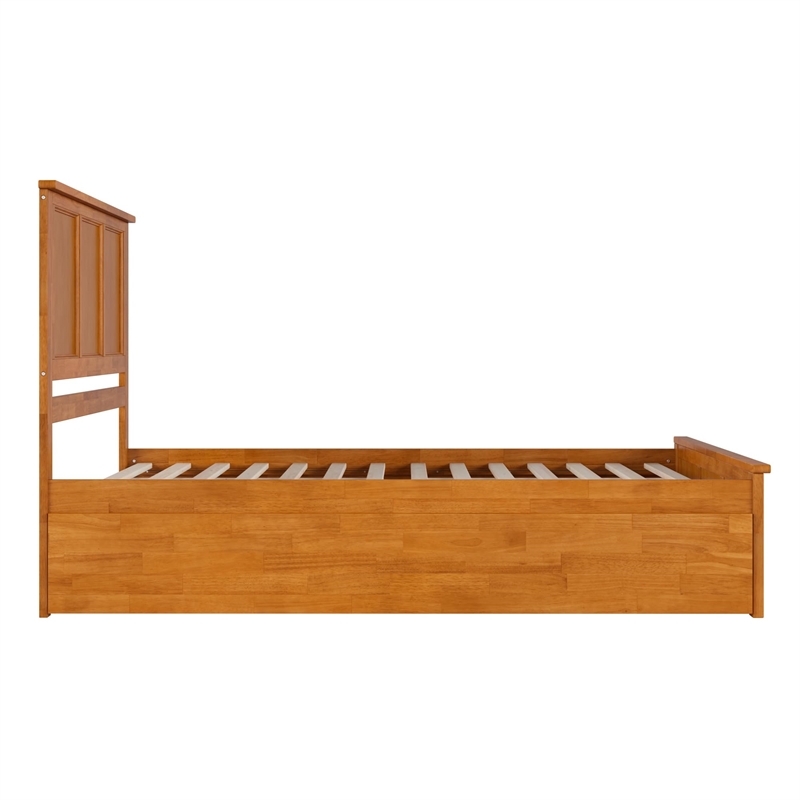Madison Queen Platform Bed with Matching Footboard & Trundle in Light Toffee