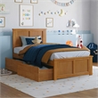 Madison Queen Platform Bed with Matching Footboard and Drawers in Light Toffee