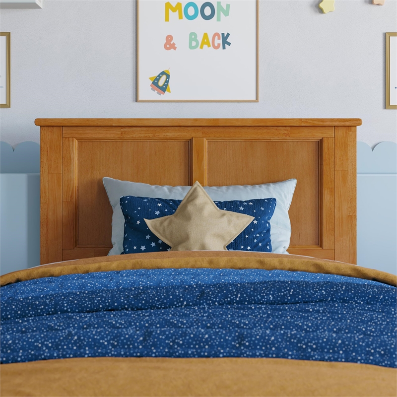 Madison Queen Platform Bed with Matching Footboard and Drawers in Light Toffee