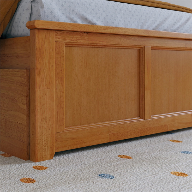 Madison Queen Platform Bed with Matching Footboard and Drawers in Light Toffee