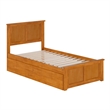 Madison Queen Platform Bed with Matching Footboard and Drawers in Light Toffee